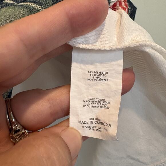 Cocomo Shirt Women Large Pink Green Floral Mesh Overlay Sheer Layered Tie Front - Picture 11 of 12